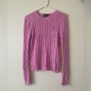 Polo Ralph Lauren Cable Knit Sweater Sz M Pima Cotton in Pink